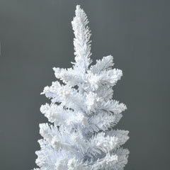 5' Decorated Christmas Tree Snow Flocked Artificial Christmas Tree with Pencil Shape, Realistic Branches, White