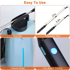 5L/1.3Gallon Electric Plant Sprayer Automatic Plant Sprayer Telescopic Garden Handheld Sprayer With 3 Spray Spouts Shoulder Strap For Cleaning Sterilization