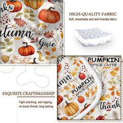 Pumpkin Autumn Leaves Print Quilt Set -1 Quilt, 2 Shams