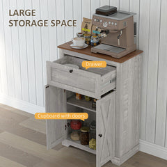 Farmhouse Sideboard Storage Cabinet with Doors and Drawer for Kitchen, Living room, 23.5"x11.75"x34.5", Light Gray