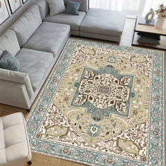 Retro Persian Style Art Carpet Light Luxury Living Room Aesthetic Anchor Point With Complex Patterns Freeze Space Advanced Feeling 5x7ft Cashmere-like Washed Bottom
