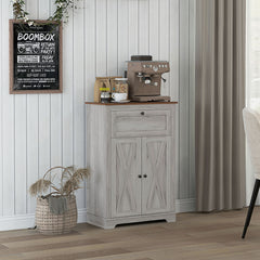 Farmhouse Sideboard Storage Cabinet with Doors and Drawer for Kitchen, Living room, 23.5"x11.75"x34.5", Light Gray
