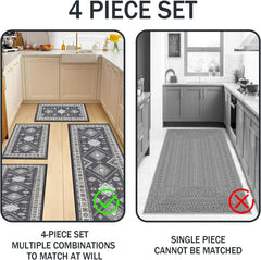 Boho Kitchen Rugs Sets 4 Piece With Runner Floral Kitchen Floor Mat Carpet Farmhouse Kitchen Rugs And Mats Non Skid Washable Runner Rug For Kitchen Floor Sink