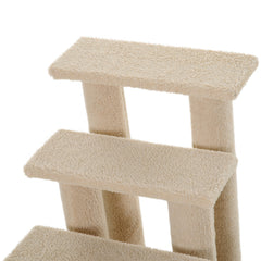 25" 4-Step Multi-Level Carpeted Cat Scratching Post Pet Stairs, Cream White