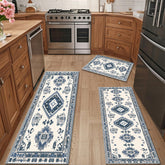 Blue And White Retro Ethnic Style Kitchen Carpet Three-piece Set Niche Artistic Texture Infuses Retro Ritual Feeling For Kitchen Space Non-slip Easy-to-clean And Also Produces A Piece Of Cashmere-like
