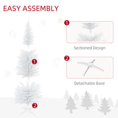 HOMCOM 6' Artificial Pencil Christmas Tree, Slim Xmas Tree With 390 Realistic Branch Tips And Plastic Stand, White