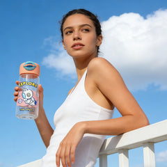 Astronaut Cat Plastic Bottle 400ml-Pink