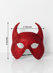 Red Rhinestone Devil Horn Masquerade Mask Costume Party Accessory