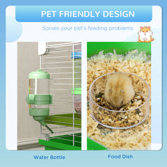 23" 5-Tier Hamster Cage with Wheel and Water Bottle, Green