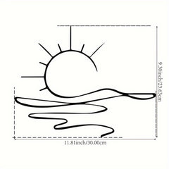 Minimalist Sunrise Wall Art - Modern Metal Iron Wall Decor, Abstract Sun Line Design For Home , Elegant Housewarming & Wedding Gift, Versatile For Living Room, Bedroom, Bathroom, Kitchen & Halloween