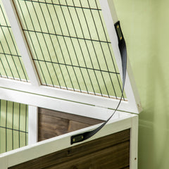 Wood Rabbit Hutch, Elevated Guinea Pig Cage with Run, Coffee