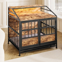 Multi-function Furniture Style Dog Crates With Storage, Dog Crate Furniture Large Wooden Dog Kennel With Double Doors, For Large Medium Dog Indoor, Brown