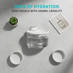 2000ML Wireless Pet Drinking Fountain, 2500mAh Rechargeable, Motion Sensor Circulating Running Water Bowl For Kittens Puppies