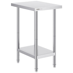 Stainless Steel Prep Table, 24 X 18 X 34 Inch, Heavy Duty Metal Worktable With 3 Adjustable Height Levels, Commercial Workstation For Kitchen Garage Restaurant Backyard