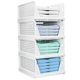 4 Packs Plastic Storage Box With Slide Rail Stackable For Living Room Bedroom Wardrobe Fedex Shipping