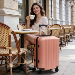 Three-in-one Textured Matte Finish, Non-TSA Lock, 28-inch Detachable Wheels, ABS Trolley Case, 20in, 24in, 28in ABS, All Available In Rose Gold