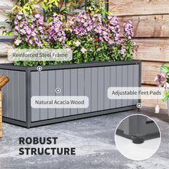 Wooden Raised Garden Bed With Trellis, Removable Pots-Gray