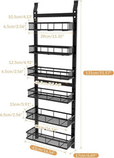 Behind-the-door Food Cabinet Storage Rack, Metal Hanging Spice Rack, Cabinet Door Storage Rack With Adjustable Basket, Kitchen Wall-mounted Spice Rack.