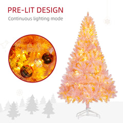 6 FT Tall PreLit Artificial Christmas Tree with Realistic Branches, 250 Warm White LED Lights and 1000 Tips, Pink