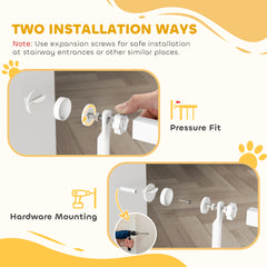 67" Extra Tall Pet Gate, 30"-41" Dog Gate with Cat Door, 1.4" Narrow Gap, 2.8" and 5.5" Extension, for Doorway, Hallway