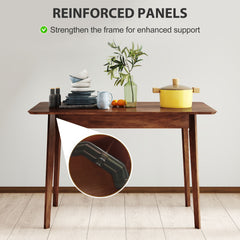 47.2" Rectangle Dining Table for 4, Mid-Century Modern Kitchen Table with Rubber Wood Legs for Dining Room, Walnut