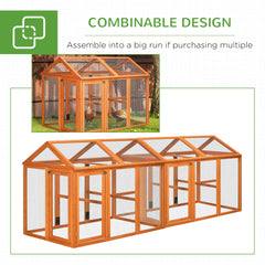 Wooden Chicken Run, Combinable Design with Perches, 4.6' x 2.8', Orange