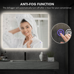 Dimmable Bathroom Mirror with Lights, 37" x 35" Backlit LED Mirror w/ Anti-Fog, Memory & Infinite Color Temperature