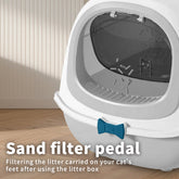 52cm Large Fully Enclosed Flip Cover Cat Litter Box, Anti-Splashing Anti-Tracking Odor Locking Cat Toilet With Free Scoop, Deodorant Pack & Bowtie