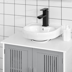 Under Sink Pedestal Storage Bathroom Cabinet, Gray White