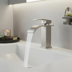 Single Handle Bathroom Faucet, Stainless Steel Single Hole Lavatory Faucet, Modern Sink Faucet, Brushed Nickel