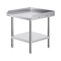 Stainless Steel Work Table, 24 X 24 X 26 Inch Commercial Food Prep Worktable, 3-Sided Backsplash Heavy Duty Prep Worktable, Metal Work Table With Adjustable Height For Restaurant Home Hotel