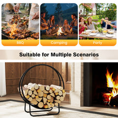 Firewood Log Hoop 20 Inch Round Heavy-duty Metal Curved Log Rack With Stand