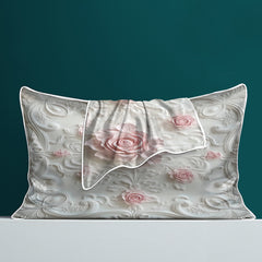 2pcs Rose Palace Style Bedroom Satin Print Soft And Skin Friendly Pillowcase