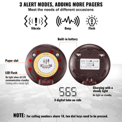 Restaurant Pager System, Wireless 500m Long Range Lineup Waiting Queue Signal, Guest Customer Calling Beepers With Vibration & Flashing, 20 Buzzers For Food Truck, Church, Nursery, Hospital
