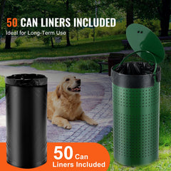 Dog Poop Trash Can 11.5 Gallons Weather-Resistant Dog Waste Bin With Lid
