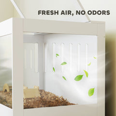 Hamster Cage with Openable Top & Lock, Hut, Transparent Acrylic Panels, Accessories, for Dwarf Hamster Gerbil, White