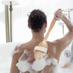 1Pc Bath Brush 15in Shower Body Back Scrubber With Long Handle Detachable Brush For Cellulite Exfoliating Detox