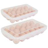 2Pcs Egg Holder Stackable Plastic Egg Storage Box Egg Rack For Refrigerator With 18 Cavity Per Container Dishwasher Safe