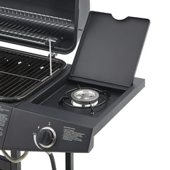 6 Burner BBQ Propane Gas Grill With Side Burner 59000 BTU Output Stainless Steel Barbecue Grill With Enamel-Coated Grates And Side Tables For Outdoor Cooking Kitchen And Patio Backyard.