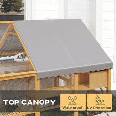 Wooden Catio Outdoor Cat Enclosure, Large Cat House with Waterproof Cover, 2 Condos, 6 Platforms, Bridge, Doors, Yellow