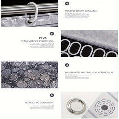 METABEST 3D Pebble Pattern Shower Curtain Liner Durable PEVA Material With Heavy-Duty Magnets, Ideal For Shower Stalls And Bathtubs - 71x71 Inches Comes With 12 Hooks