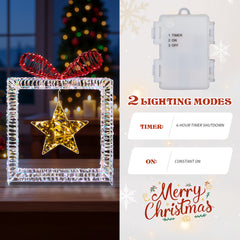 Set Of 3 Lighted Iridescent Cut-out Gift Box Christmas Decorations, Pre-lit Holiday Decor With 357 White LED Lights For Xmas Outdoor Indoor Decor Lighted Holiday Displays