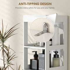 Narrow Bathroom Storage Cabinet, Bathroom Cabinet with 3 Drawers & 2 Open Shelves, Slim Bathroom Floor Cabinet, White