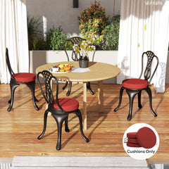 Patio Chair Cushions Set Of 4 Round Seat Cushions For Dining Bistro Chairs Machine Washable, 15 X 15 X 3, Wine Red