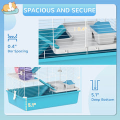 PawHut 6 Tier Hamster Cage With Tubes And Tunnels, Hut, Wheel, Food Dish, Water Bottle, Ramps, For Dwarf & Gerbil, Light Blue