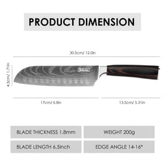 Qulajoy Santoku Knife, High Carbon Stainless Steel Chef Knife Japanese Kitchen Knives With Ergonomic Pakkawood Handle, Chopping Knife For Home Kitchen Cooking