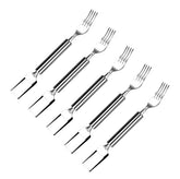 5Pcs 2 In 1 Watermelon Cutter Slicer Fork Stainless Steel Dual Head Watermelon Fruit Cutting