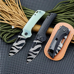 Handle Folding Utility Knife, Tiger Stripe PocketKnife, Boxed Folding Pocket Knife For Everyday Carry, UtilityKnife With Pocket Clip