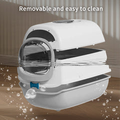 52cm Large Fully Enclosed Flip Cover Cat Litter Box, Anti-Splashing Anti-Tracking Odor Locking Cat Toilet With Free Scoop, Deodorant Pack & Bowtie