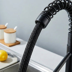 Industrial Kitchen Faucet With Pull Down Sprayer, Single Handle Stainless Steel Kitchen Faucet, 1 Or 3 Hole Installation, Farmhouse Style, Matte Black